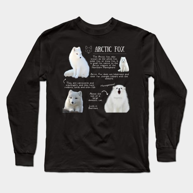 Animal Facts - Arctic Fox Long Sleeve T-Shirt by Animal Facts and Trivias